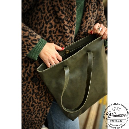 Женская кожаная сумка "Монреаль Нью" (хаки гладкая кожа)